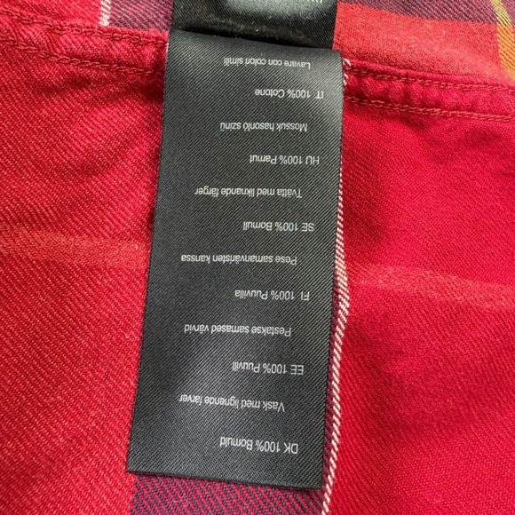 Barbour John Tailored Fit Plaid Button Down Flannel Shirt Men Large Red Navy - Picture 10 of 16